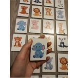 Ahşap Zeka Kartları Eşleştirme Oyunu Ahşap Puzzleoyuncak (Sevimli Hayvanlar)
