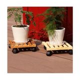 Ahşapçaa Ahşap Büyük Saksı Altlığı Tekerlekli Stand 30 cm x 30 cm - 30x30