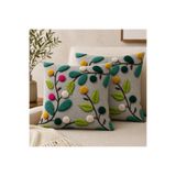 Ahsen Dekoratif Renkli Ponpon Desenli Dijital Baskı Kırlent Kılıfı 43x43 cm İkili Set Gizli Fermuarlı