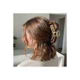 Ahsen Shine Gold Metal Mandal Toka – Şık Minimal Saç Tokası Büyük Boy Klips Toka Günlük & Özel Gün