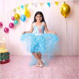 Ahsenim Bebe Kuyruklu Elsa Kız Çocuk Abiye Elbise - 8 - 9 Yaş - Mavi