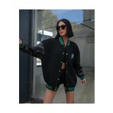 AHTAPOTMODA Erkek Kadın Oversize Kolej Ceket Kollar Deri