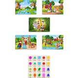 Ahtek Ahşap Çocuk Yapboz Puzzle Seti 5’li + Eşleştirme Oyunu Hafıza Kartları (geometrik Şekiller)m2