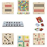 Ahtek Ahşap Oyun Seti 8li Surakarta + Mangala + 9 Taş + Dama + Atla Topla + Kızma Birader + Reversi + Uno
