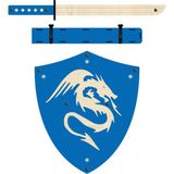Ahtek Ahşap Oyuncak Japon Samuray-Ninja Kalkanı ve Katana Kılıcı Mavi