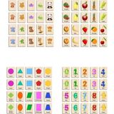 Ahtek Ahşap Yapboz Zeka Kartları Eşleştirme Oyunu Hafıza Kartı Puzzle 4lü Set