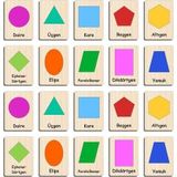 Ahtek Ahşap Yapboz Zeka Kartları Eşleştirme Oyunu Hafıza Kartı Puzzle (geometrik Şekiller)