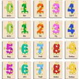 Ahtek Ahşap Yapboz Zeka Kartları Eşleştirme Oyunu Hafıza Kartı Puzzle (sevimli Rakamlar Sayılar)