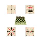 Ahtek Ahşap Zeka ve Strateji Oyun Seti 5 Li, 3 Taş + 9 Taş + Bihar + Surakarta ve Satranç