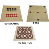 Ahtek Eğitici Ahşap Tıc-Tac-Toe 3 Taş ve Surakarta Akıl Zeka ve Strateji Oyunu