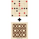 Ahtek ETİCSET208 Ahşap Tic-Tac-Toe ve 9 Taş Akıl Zeka Strateji ve Beceri Oyunları Seti