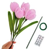 AHUIFT 200 lale boru temizleyici çiçek seti DIY sanat çiçek buketi el sanatları seti kırmızı ve yeşil şönil kaynaklanıyor bulanık tel ile çiçek telleri ve çiçek bant