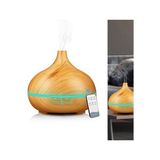 Ahuma Uzaktan Kumandalı Hava Temizleyici 550 ml Aroma Difüzörü Ultrasonik Hava Nemlendirici 7 Renk LED Nemlendirici - Açık Kahverengi