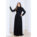 AHUNUR Tesettürde Mutluluk Dantel Desenli Lina Tesettür Abiye