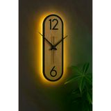 AHWALL AHWSAAU126 Aura12/6 Simetrik Led Işıklı Modern Ahşap Dekoratif Duvar Saati Gece Lambası Pilli