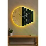 AHWALL AHWSAAU126S Aura12/6 Asimetrik Led Işıklı Modern Ahşap Dekoratif Duvar Saati Gece Lambası Pilli