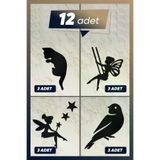 AHWALL AHWTPRZ003 Ahşap Priz Çerçevesi Kedi, Peri, Kanarya Temalı 12'li Set