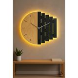 Ahwall Aura12/6 Asimetrik Led Işıklı Modern Ahşap Dekoratif Duvar Saati Gece Lambası Pilli