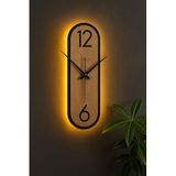 Ahwall Aura12/6 Simetrik Led Işıklı Modern Ahşap Dekoratif Duvar Saati Gece Lambası Pilli
