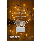 Ahwall İsme Özel Her Şey Seninle Güzel 3D Dekoratif Led Lamba