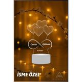 Ahwall İsme Özel Kalpler Ve Sonsuzluk 3D Dekoratif Led Lamba