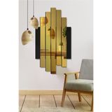 Ahwall Mdf Üzeri Aynalı Pleksi Asimetrik Tablo Siyah Gold AW70048