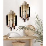 Ahwall Mdf Üzeri Aynalı Pleksi Asimetrik Tablo Siyah Gold Ikili Set - 50 x 70 cm - Renkli