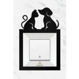 AHWART Kedi ve Köpek Temalı Ahşap Priz Çerçevesi, Dekoratif Priz ve Anahtar Çerçevesi