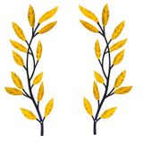 AHYS Metal Ağaç Yaprağı Duvar Dekoru Ferforje Parşömen 2 Parça Dal Yaprak Duvar Sanatı Yatak Oturma Odası Dış Mekan Duvar Dekorasyonu (Altın)–16,3 x 40,5 cm