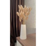 Ahza collection Beyaz Çizgili Büyük Boy Vazo – İskandinav Stil / Taş Tozu / 19cm