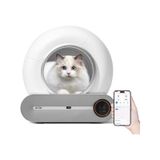 AI Cat Akıllı Otomatik Kedi Tuvaleti, APP ile Uzaktan Kontrol, 65 lt Hazne, 9lt Çöp haznesi, Ağırlık sensörlü,İyonizer Hava Temizleme Teknolojisi + 45 Adet Çöp Torbası Hediyeli