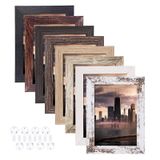 Aibala 4x6 Resim Çerçeveleri 8'li Set, Rustik Resim Çerçeveleri Çok Ahşap Renkli, Ekran Fotoğrafları 4x6 inç, Duvara Asmak ve Masa Üstü Ekranı için Dikey ve Yatay Formatlar, Rustik Ev ve Ofis Dekoru için Mükemmel