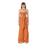 AICHA%100 Pamuk Önden Bağlamalı Büstiyer ve Yırtmaçlı Pantolon TAKIM (Standart, Turuncu, XS/S)