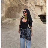Aida Fashion Dantel Pareo Etek - 002Siyah