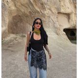 Aida Fashion Dantel Pareo Etek - XS - 002Siyah