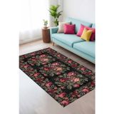 Aida Home Camila Karabağ Yıkanabilir Kaymaz Pamuk Taban Kadife Salon, Mutfak Halısı, Yolluk, Kilim