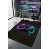 Aida Home Funspot Şönil Gamer Halısı Pamuk Tabanlı, Yıkanabilen, Kaydırmaz Genç Odası Oyuncu , Gaming Halısı