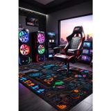 Aida Home Nerf Gamer Halısı, Şönil Pamuk Tabanlı, Kaydırmaz, Yıkanabilen, Gaming Oyuncu Odası, Salon Halısı