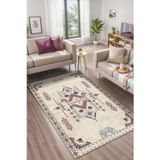 Aida Home Plum Kadife Yıkanabilir Kaymaz Pamuk Tabanlı Antibakteriyel Kilim Salon Halısı