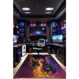 Aida Home Rock Gamer Halısı, Şönil Pamuk Tabanlı, Kaydırmaz, Yıkanabilen, Gaming Oyuncu Odası, Salon Halısı
