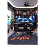 Aida Home Zeus Gamer Halısı, Şönil Pamuk Tabanlı, Kaydırmaz, Yıkanabilen, Gaming Oyuncu Odası, Salon Halısı