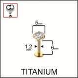 Aida Jewelss Yüksek Kalite G23 Titanyum Pırlanta Modeli Dudak Kıkırdak Helix Tragus Titanium Piercing - 6 mm - Altın