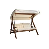 Aida Swings Paris 2000 3 Kişilik Ahşap Bahçe Salıncağı, Balkon ve Teras Salıncağı, Şık Tasarım Dış Mekan Salıncak/Krem