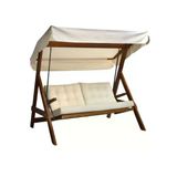Aida Swings Paris 2000 3 Kişilik Ahşap Bahçe Salıncağı, Balkon Ve Teras Salıncağı, Şık Tasarımlı Salıncak/Krem
