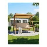 Aida Swings RİVA 2100 3 Kişilik Ahşap Bahçe Salıncağı, Balkon ve Teras Salıncağı, Tenteli/Camel