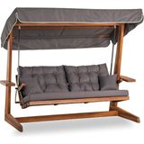 Aida Swings Sia 2400 – 4 Kişilik Yatak Olma Özellikli İroko Bahçe & Balkon & Teras Salıncağı/Antrasit - Antrasit - Gri