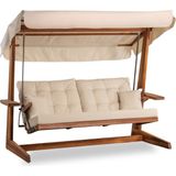 Aida Swings Sia 2400 – 4 Kişilik Yatak Olma Özellikli İroko Bahçe & Balkon & Teras Salıncağı/Krem
