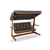 Aida Swings Viva 2200 3 Kişilik Ahşap Bahçe Salıncağı, Balkon ve Teras Salıncağı, Kanepe Özellikli/Antrasit