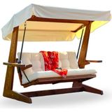 Aida Swings VİVA 2200 Bahçe Salıncağı 3 Kişilik – Balkon Teras Salıncağı, Geniş Oturumlu Dış Mekan Salıncağı/Krem