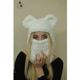 AidaAstrid Kar Maskesi Beyaz Hayvan Figürlü Şapka Bere Kayak&snowboard Balaclava